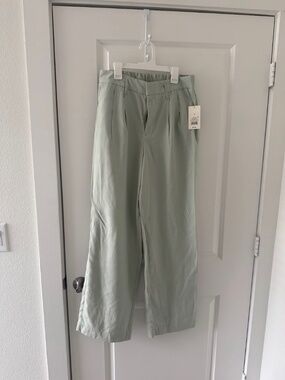 Light Green Wide-Leg Women's Trousers